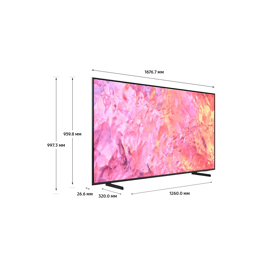 75" Телевизор Samsung QE75Q60CAUXRU QLED черный 3840x2160, 4K Ultra HD, 60 Гц, Wi-Fi, Smart TV, Tizen OS
