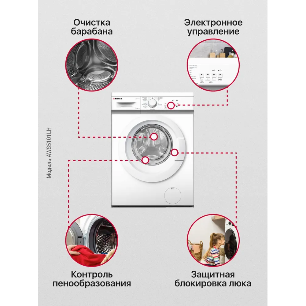 Стиральная машина HANSA AWS5101LH 5 кг