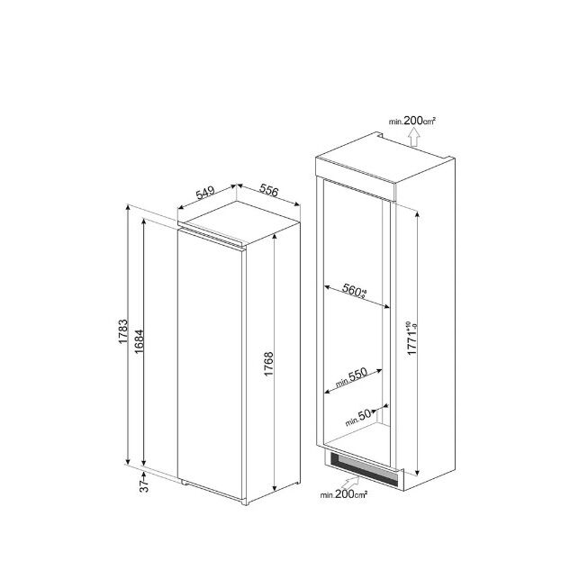 Встраиваемый холодильник SMEG S8L174D3E